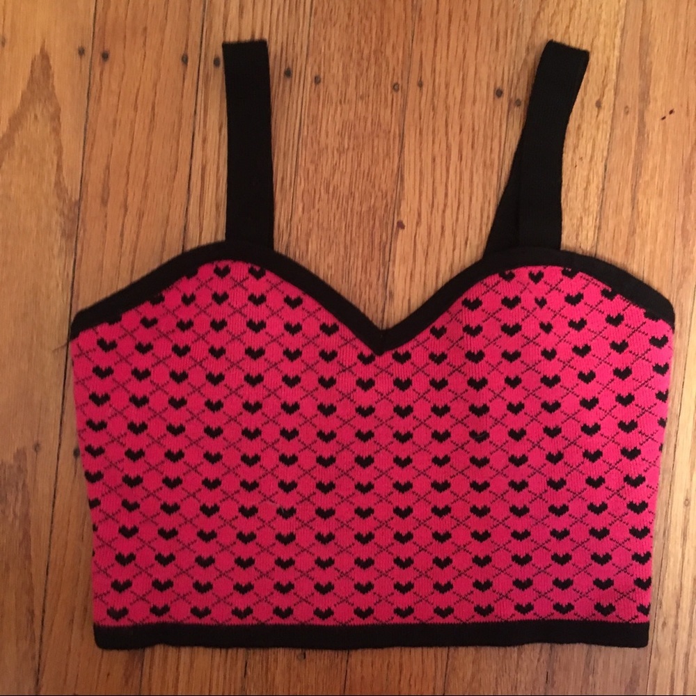 Pink and black heart bralette